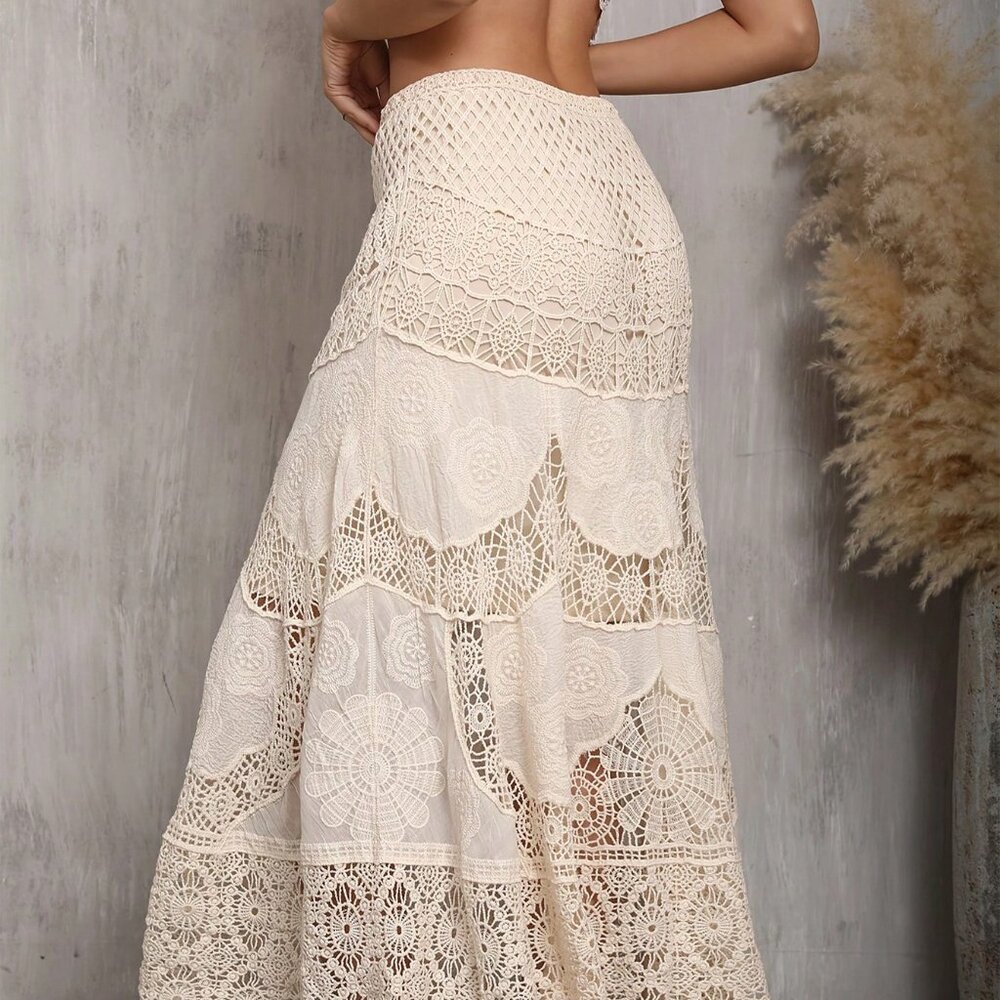 Apricot Boho Lace Skirt - Picture 2 of 5